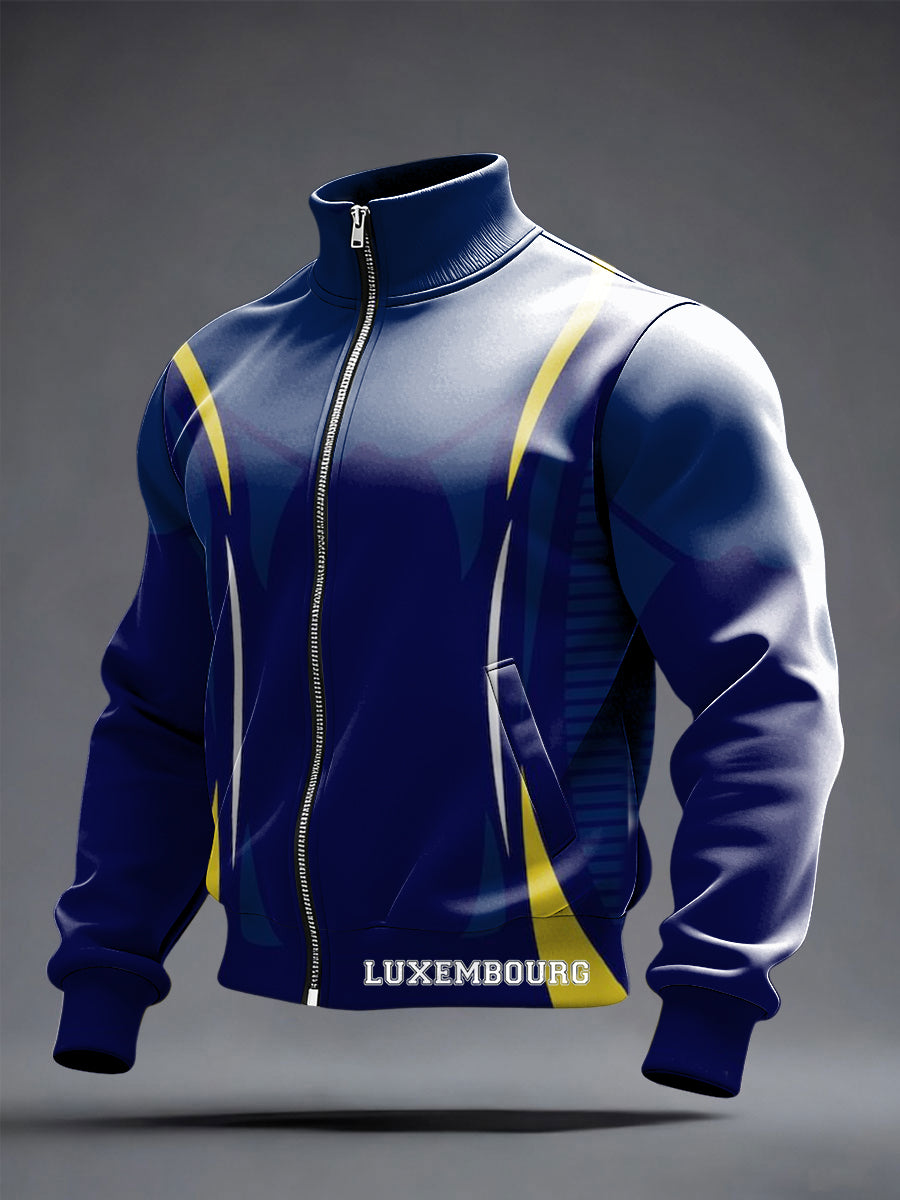 Herren-Jacke mit Reiß verschluss, Navy-gelber Akzent, Luxemburg