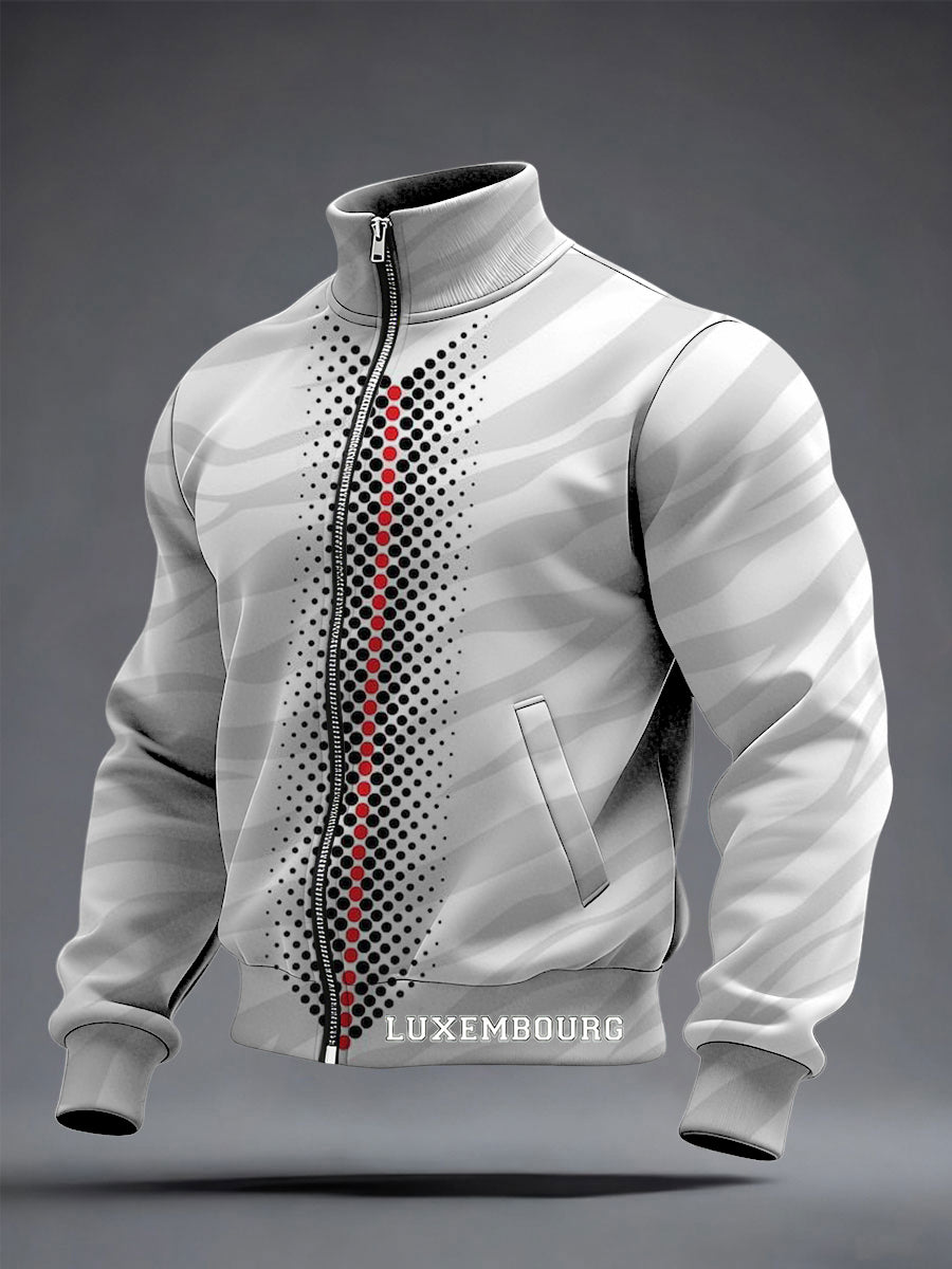 Herren Minimalist isch Grau-Rotes Punkt muster Luxemburg Jacke