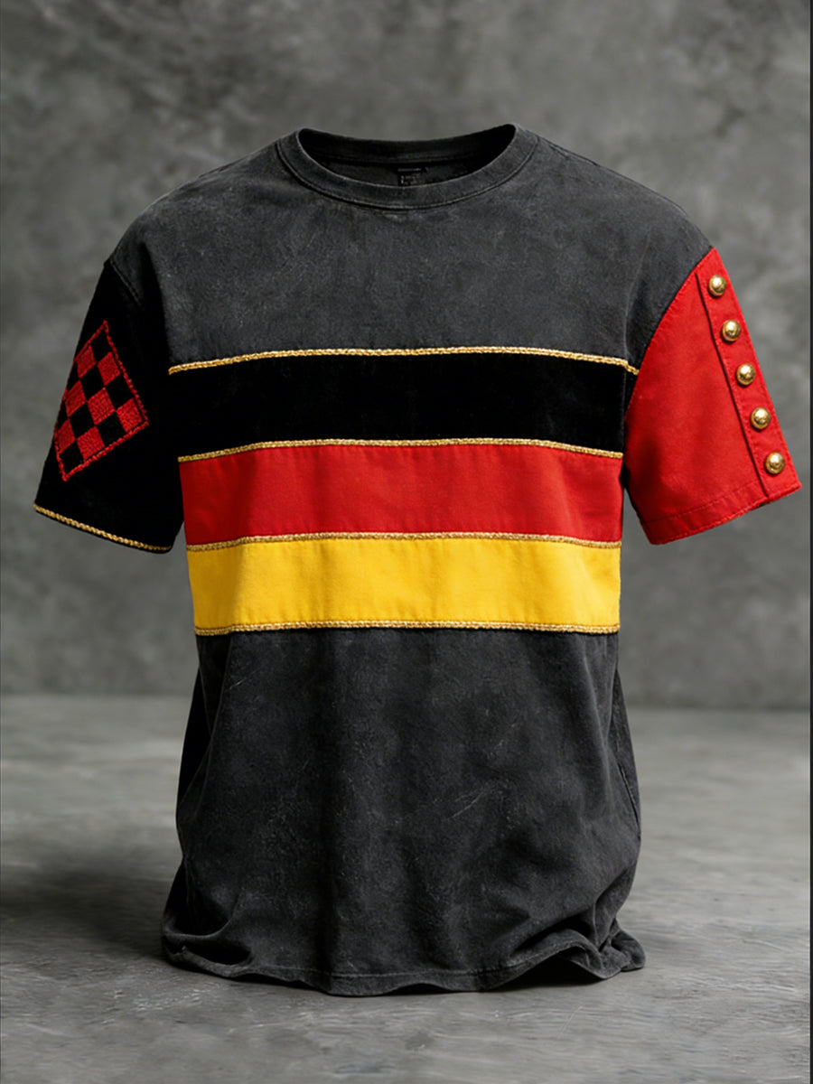 Männer Bold Distressed deutsche Flagge Streifen T-Shirt