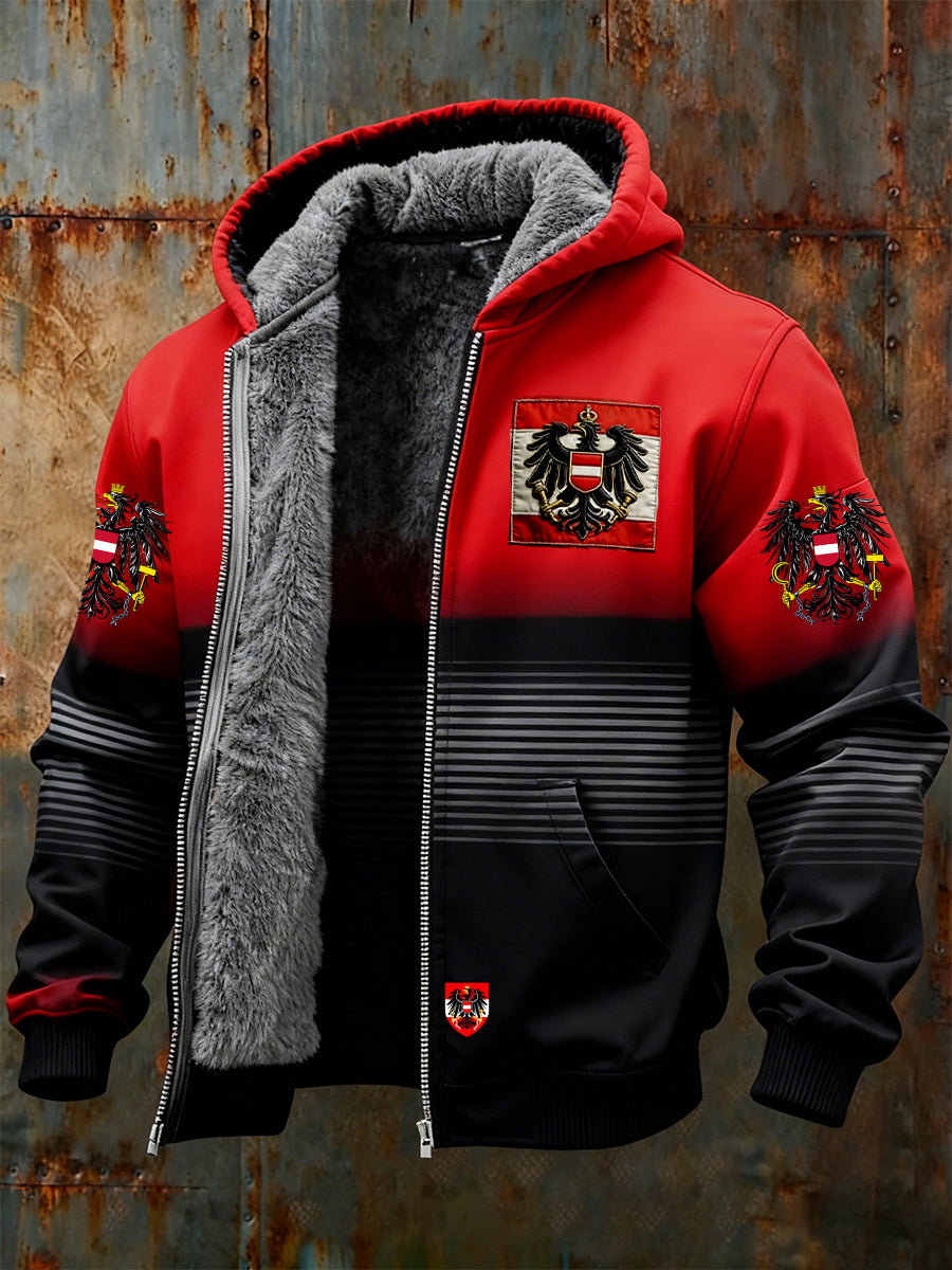 Herren Vintage Österreich ische Flagge Emblem Fleece-Ausgekleidet Kapuzen jacke