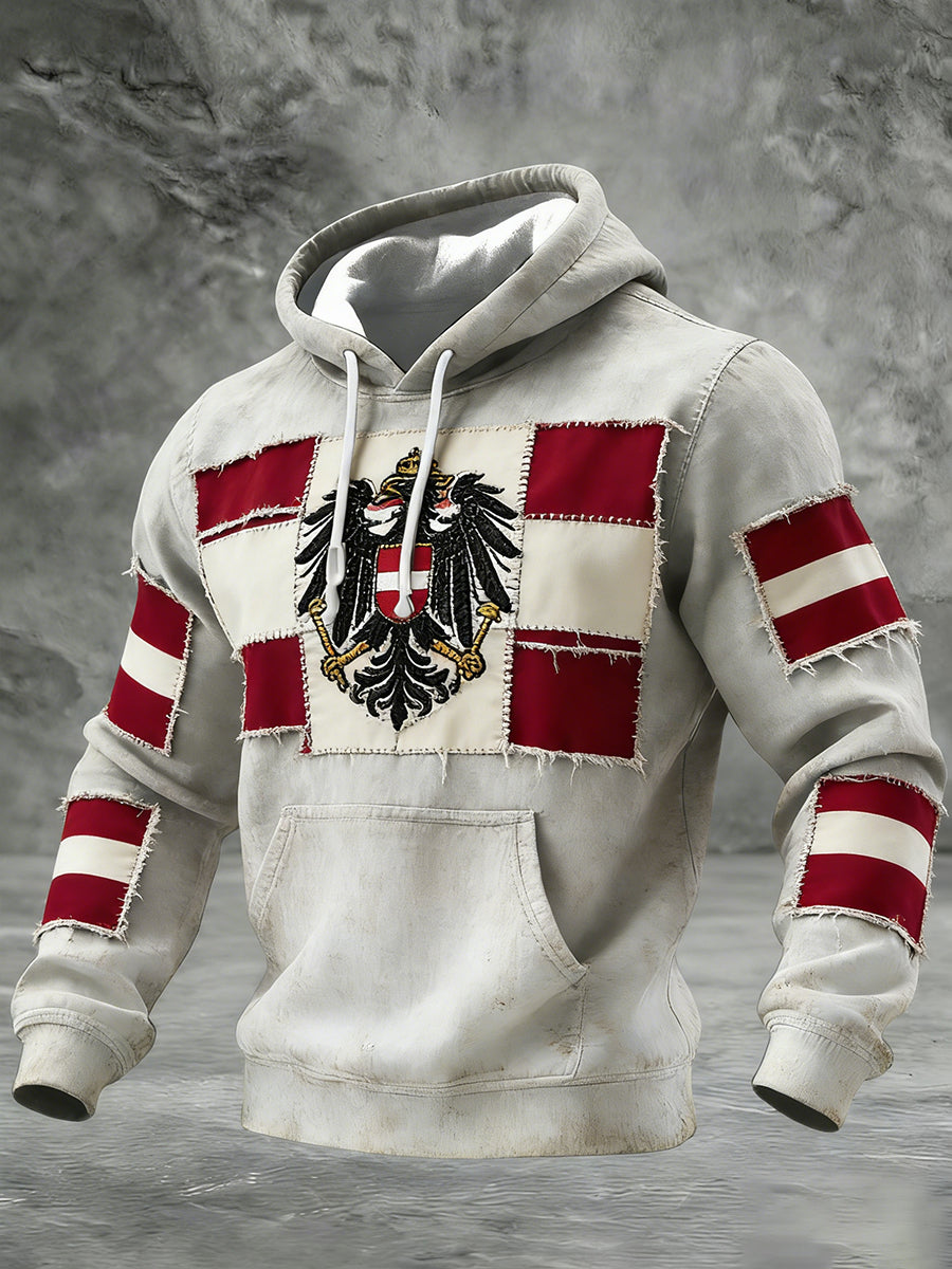 Retro Österreich ische Flagge Muster Casual Waffel-Strick bequemes Kapuzen-Sweatshirt