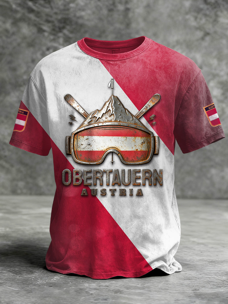 Herren Retro Österreich ische Flagge Druck T-Shirt