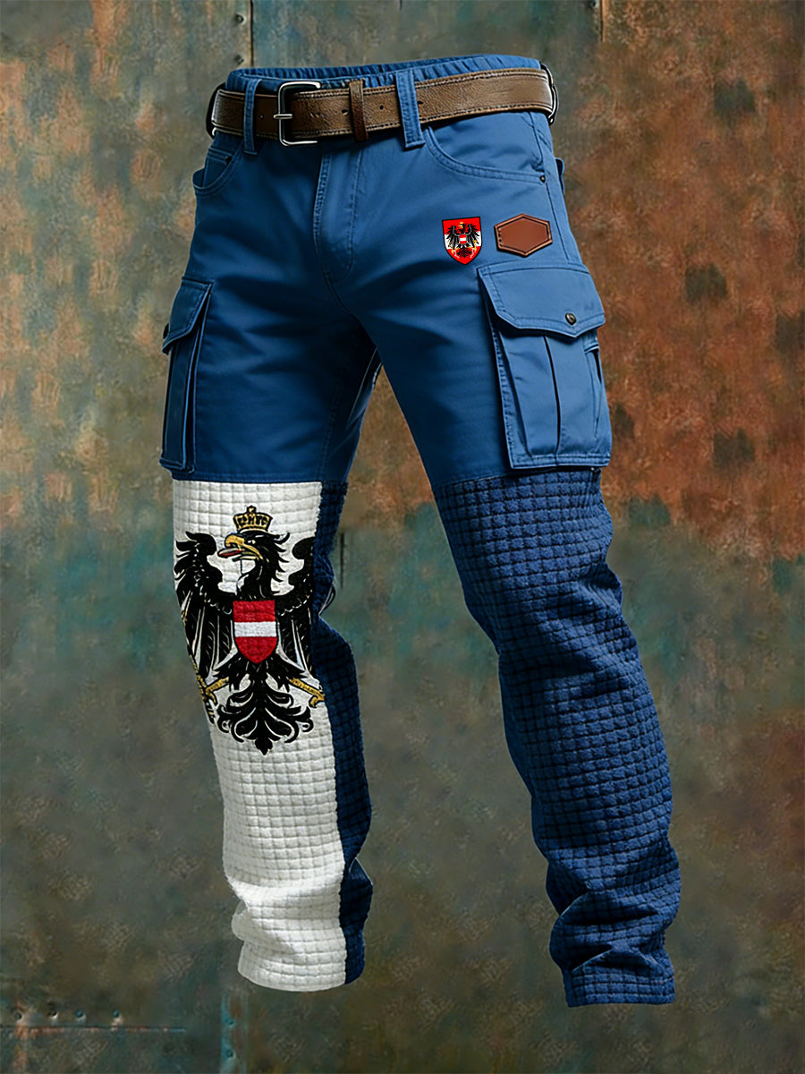 Herren Vintage Österreich ische Flagge Kunstdruck Business Casual Arbeits hosen