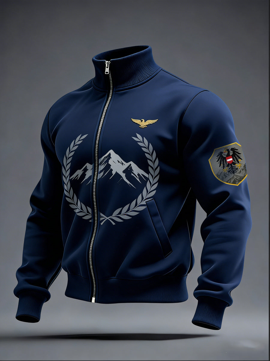 Herren Anspruchs volle Marine Österreich ische Adler & Bergkranz Jacke