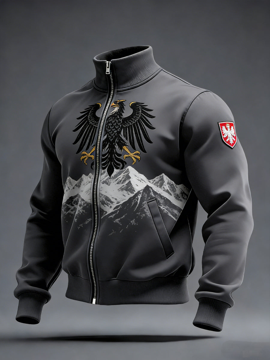 Herren-Jacke mit grauem polnischem Adler und Alpine Print