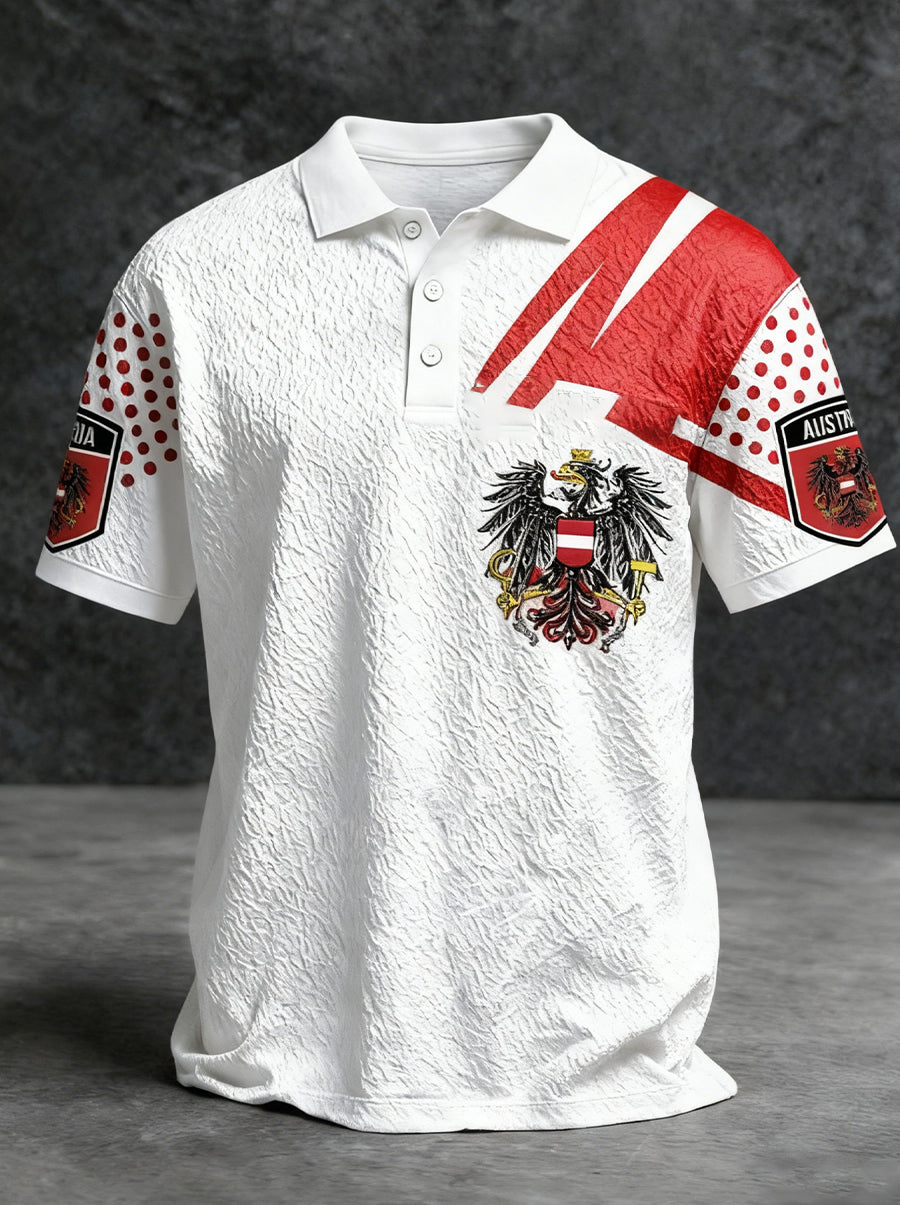 Retro Österreich ische Flagge Muster Patchwork Kunstdruck Casual Polo Shirt