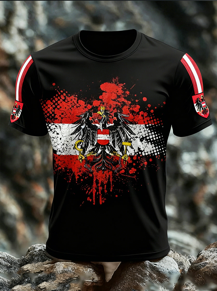 Retro Österreich ische Flagge Muster Patchwork Kunstdruck Casual T-Shirt