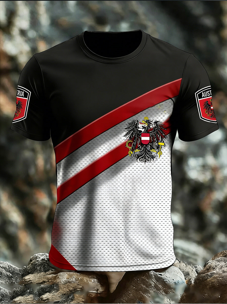 Retro Österreich ische Flagge Muster Patchwork Kunstdruck Casual T-Shirt