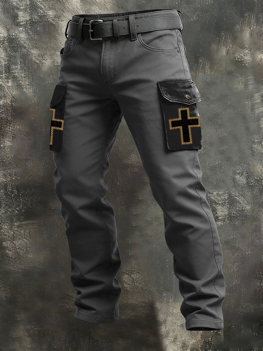 Herren Modische und stilvolle schwarze Kreuz-Logo-Arbeits hosen