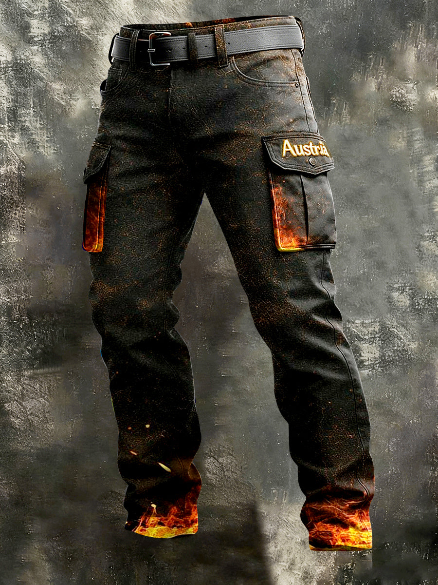 Herren-Hose mit österreichi schem Flamm druck Vintage-Freizeit