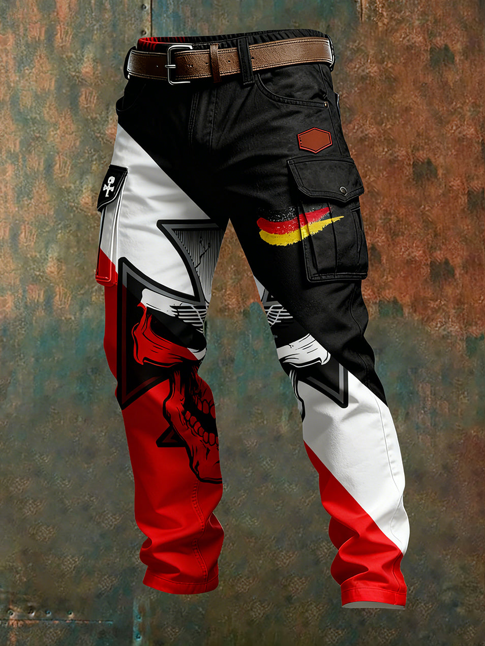 Herren Vintage Deutsche Flagge Print Freizeit-Cargo hosen