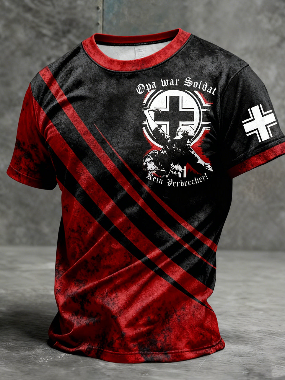 Herren Vintage deutsche Flagge Print Casual T-Shirt