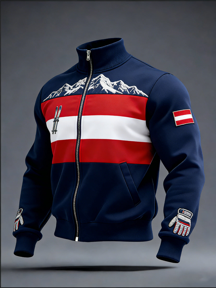 Herren Vibrant Navy-Rot Ski & Handschuh Österreich ische Trainings jacke