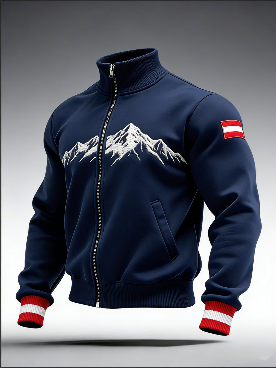 Herren Klassische Marine Österreich ische Berg Trainings jacke