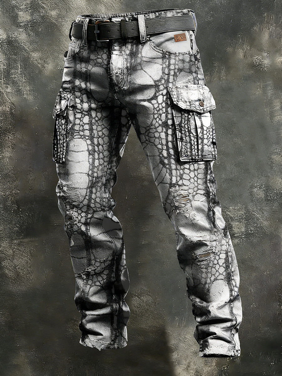 Herren Retro-Urlaub Business Spider Web Art Print Freizeit kleidung Hose