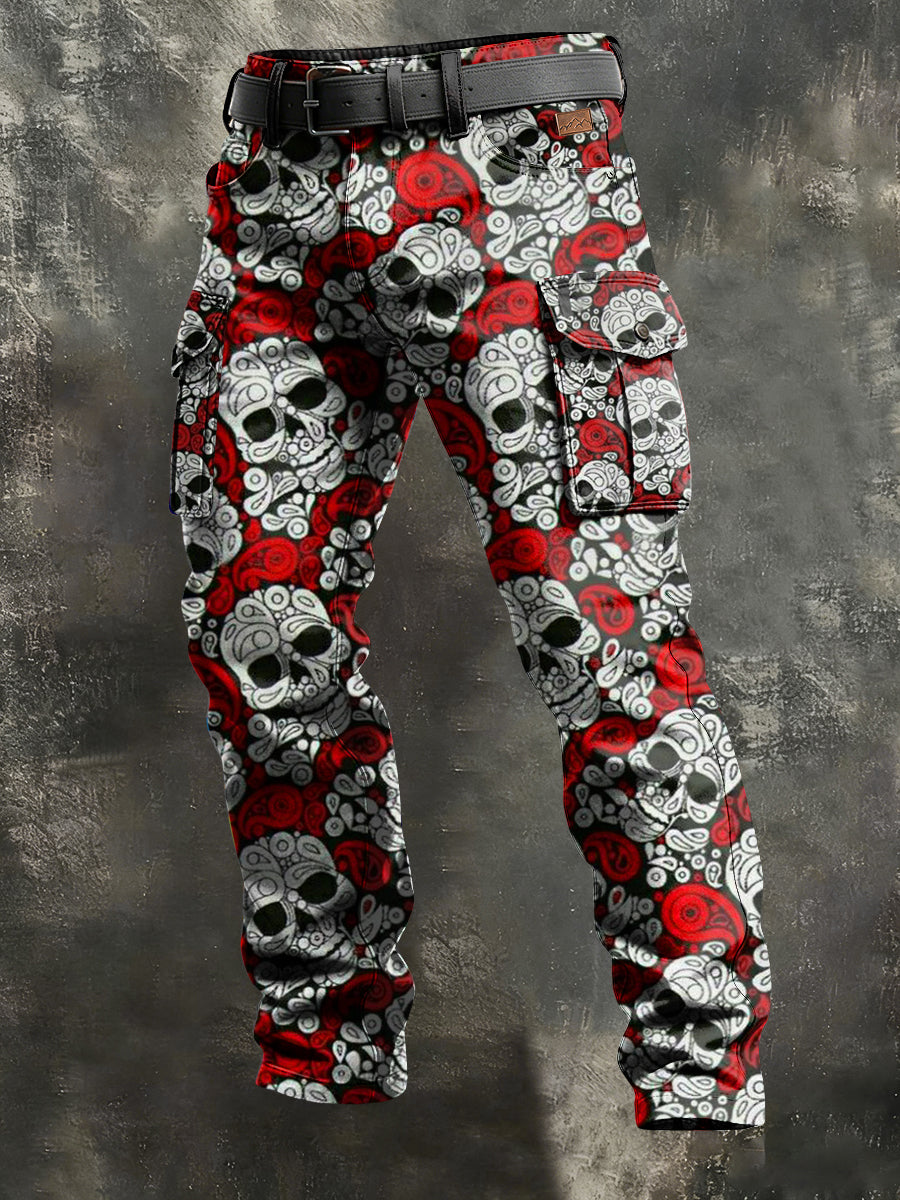 Herren Retro-Urlaubs-Business-Kunst-Skull-Print Freizeit-Arbeits kleidung