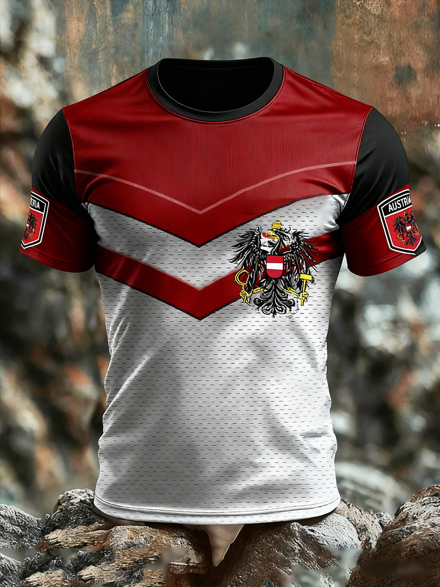 Retro Österreich ische Flagge Muster Patchwork Kunstdruck Casual T-Shirt