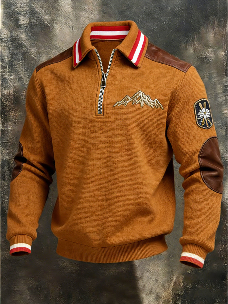 Herren Warmes Tan Mountain & Ski Detail Sweatshirt