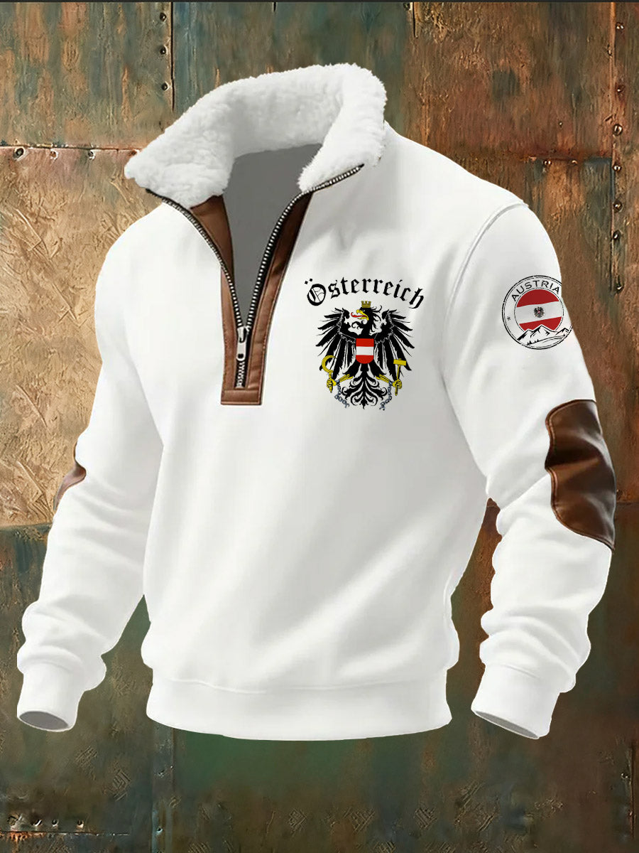 Herren-Stehkragen-Top mit österreichisch inspirierter Print