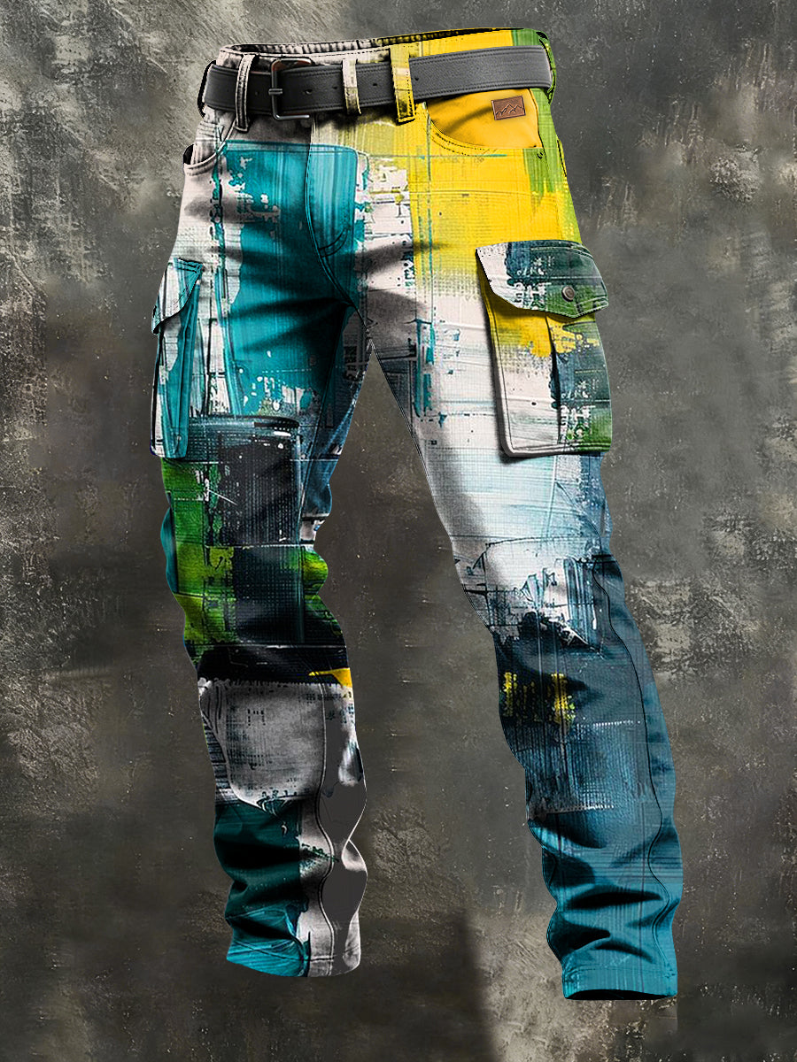 Herren-Retro-Urlaub Business-Kunstdruck Freizeit-Hose