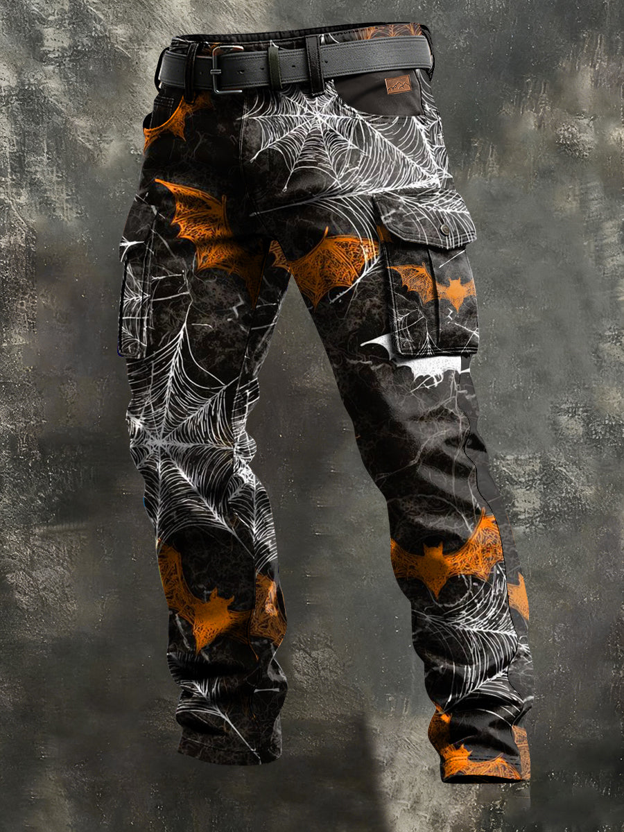 Herren Retro-Urlaub Business Spider Web Art Print Freizeit kleidung Hose