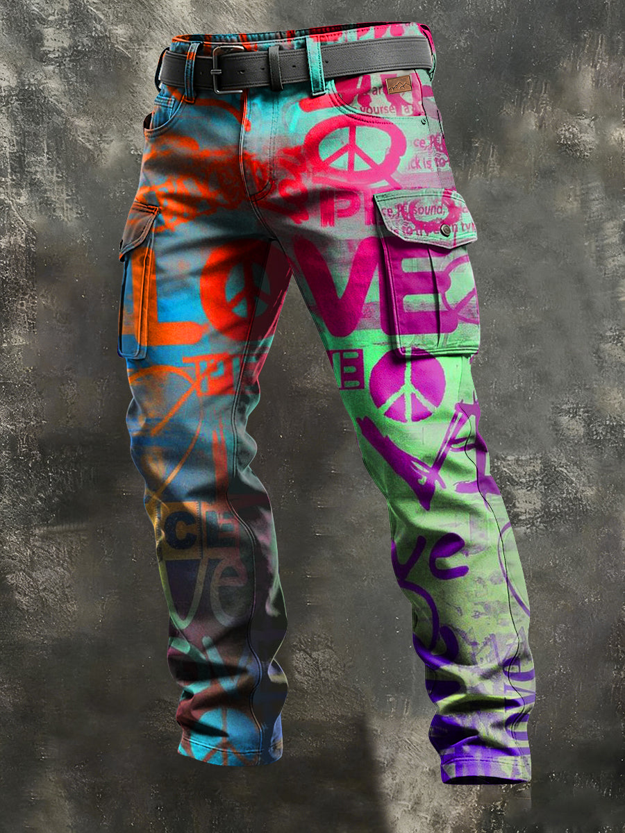 Herren-Retro-Urlaub Business-Kunstdruck Freizeit-Hose
