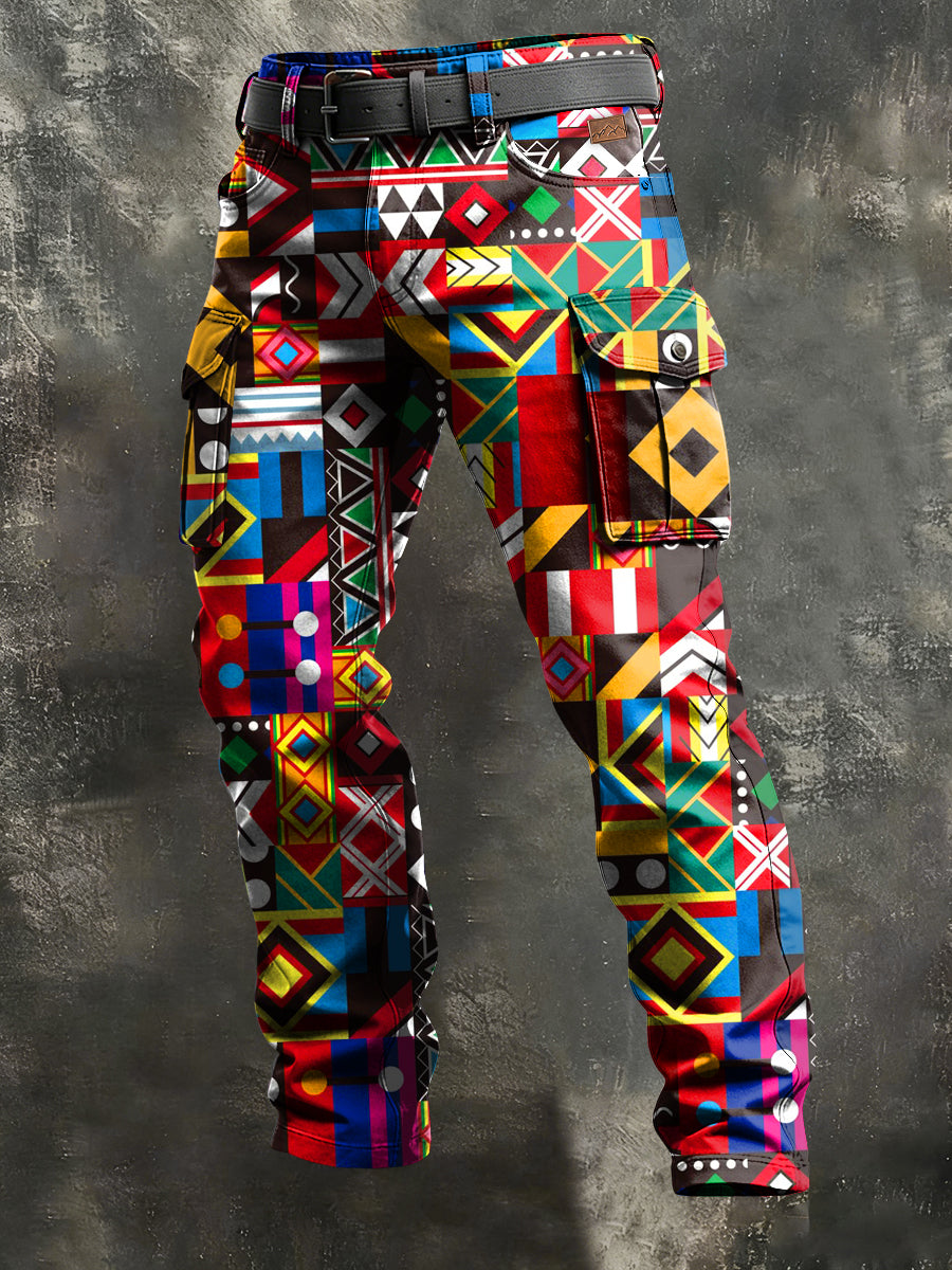 Herren-Retro-Urlaub Business-Kunstdruck Freizeit-Hose
