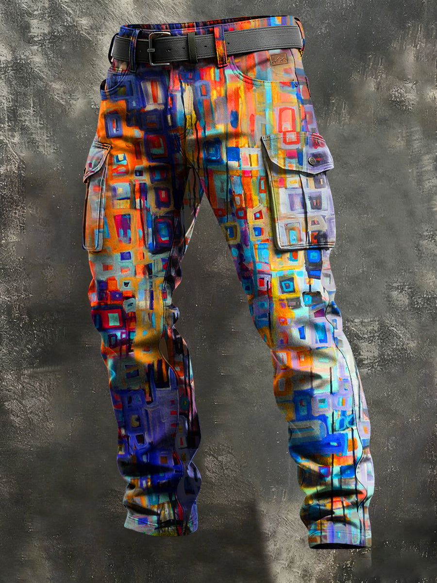Herren-Retro-Urlaub Business-Kunstdruck Freizeit-Hose