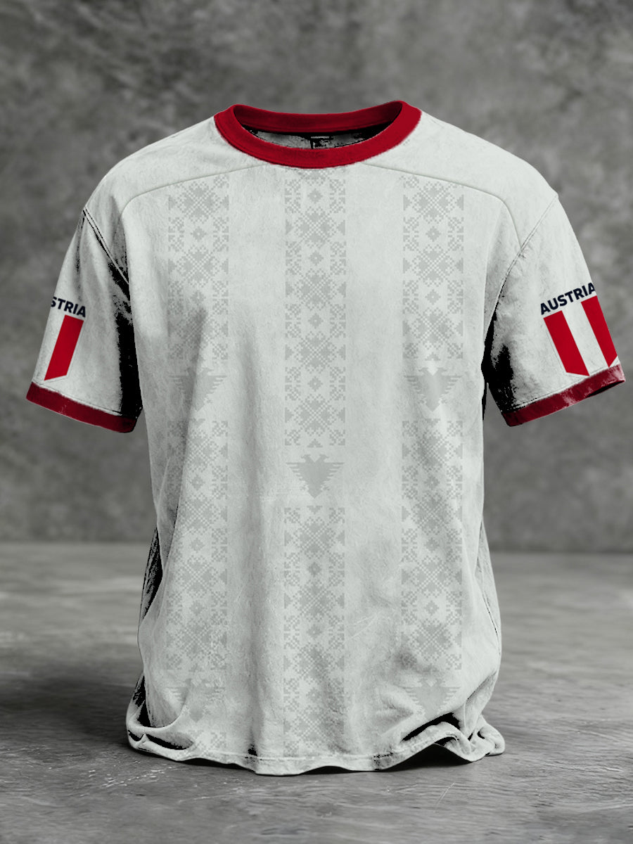 Herren-T-Shirt mit subtiler österreichi scher Muster-Ringer
