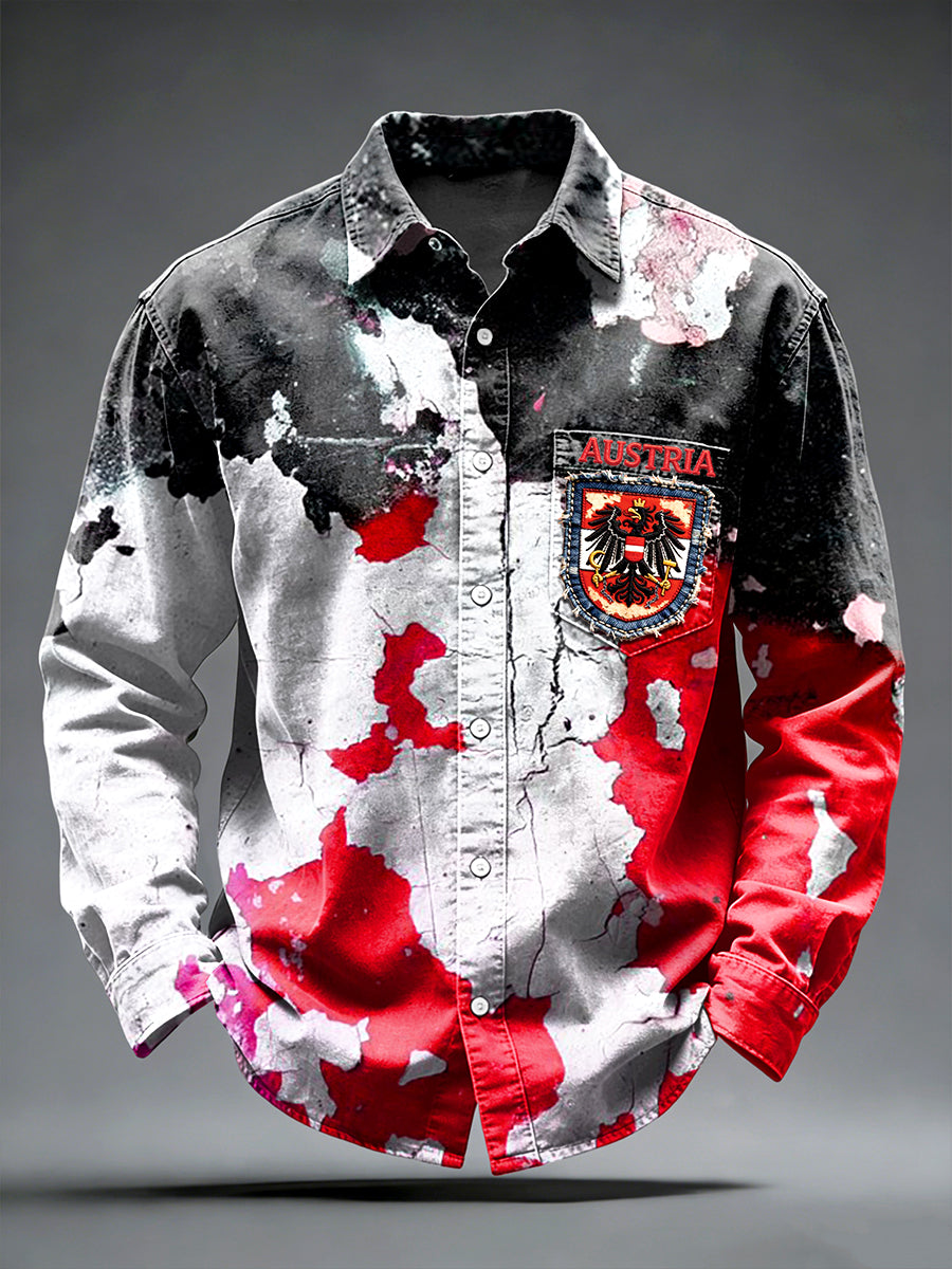 Herren Österreichi scher Adler Print Vintage Shirt