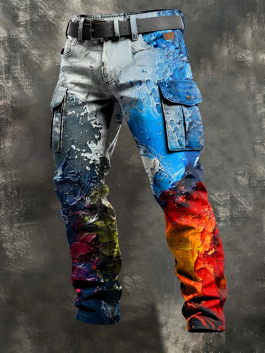 Herren-Retro-Urlaub Business-Kunstdruck Freizeit-Hose