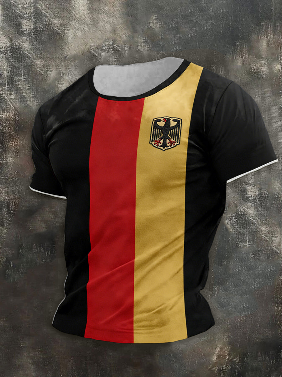 Männer fett deutsche Flagge Streifen & Adler Emblem T-Shirt