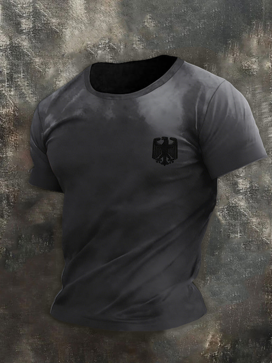 Herren-subtile, verstörte graue deutsche Adler-T-Shirt