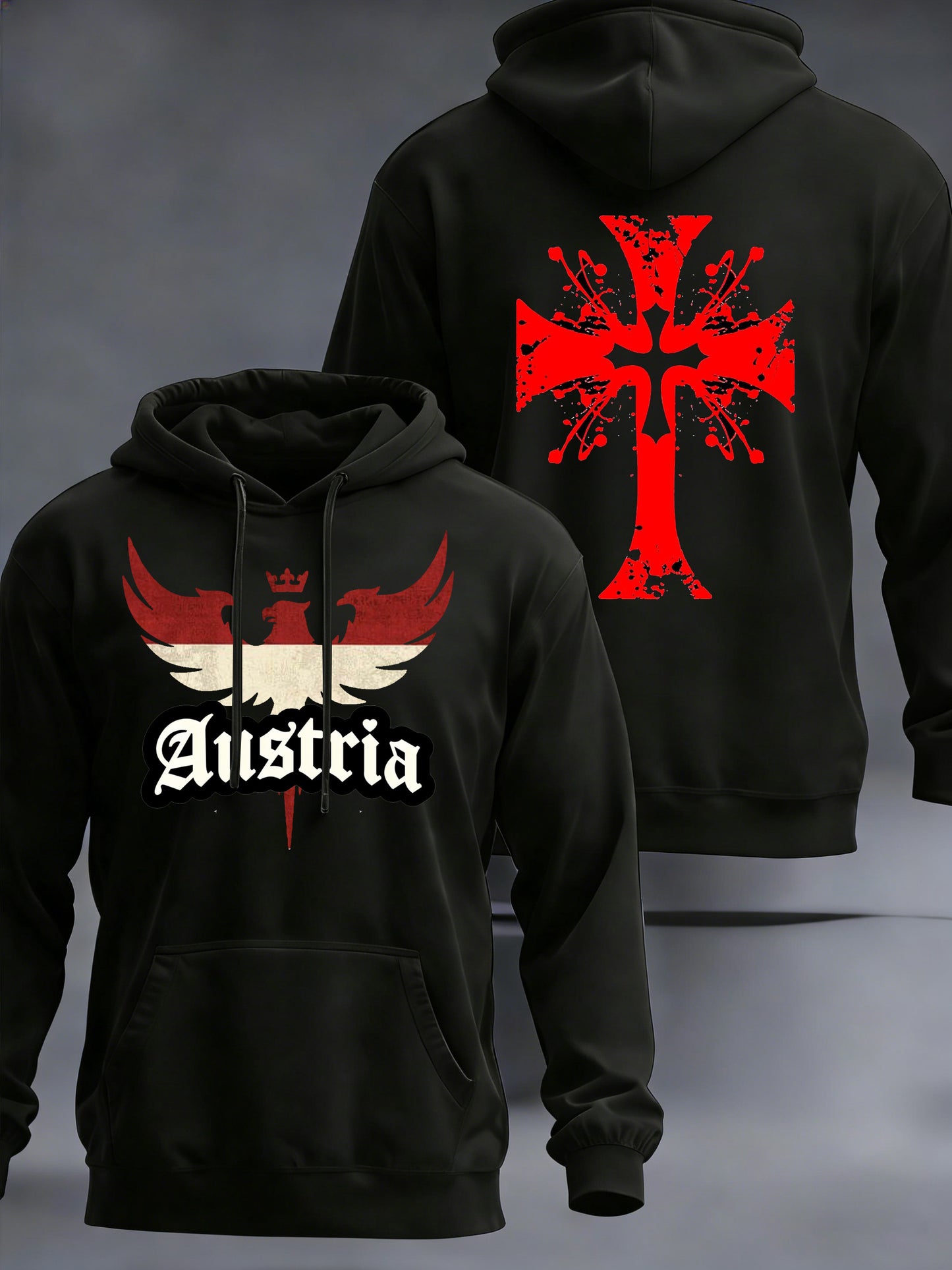 Herren-Kapuzen-Sweatshirt mit österreichisch inspirierten Print
