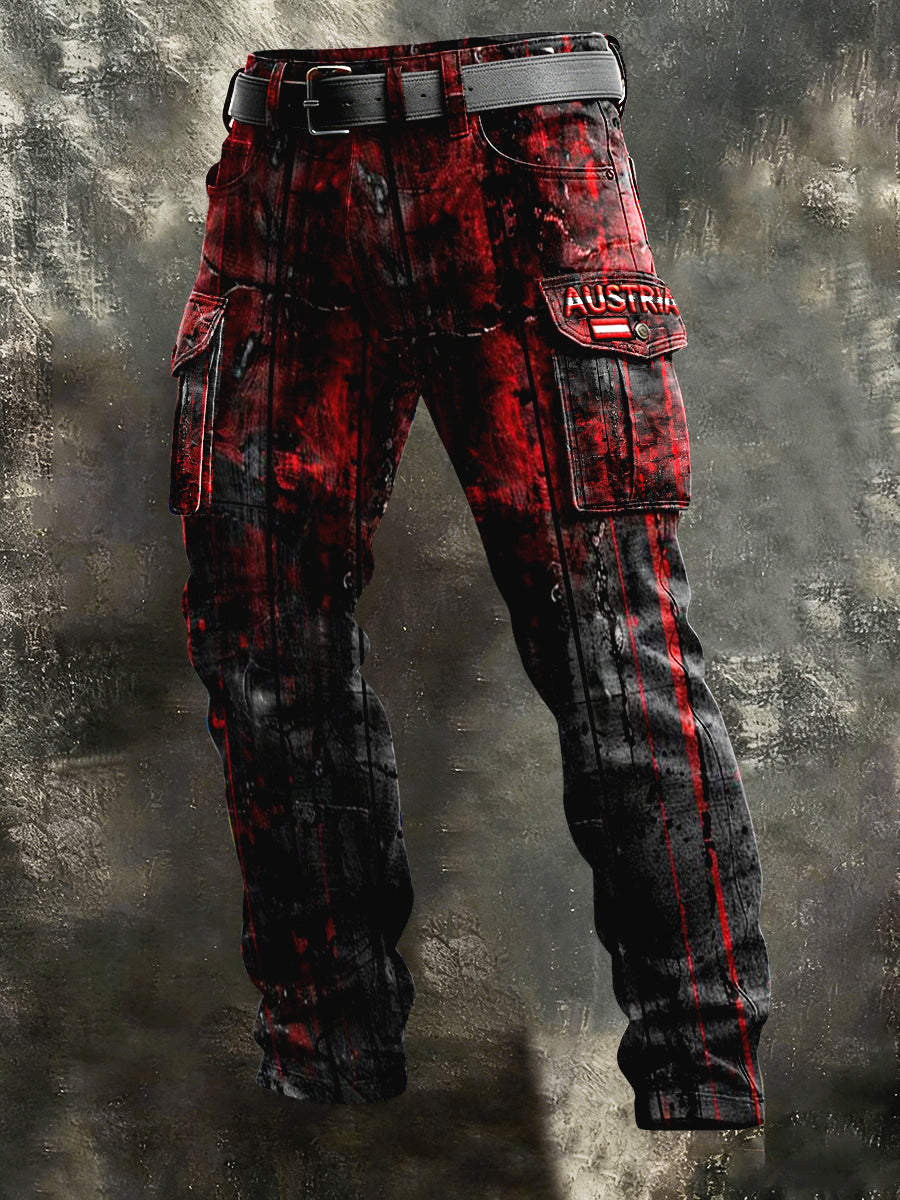 Herren österreich ische Vintage Print Freizeit hose