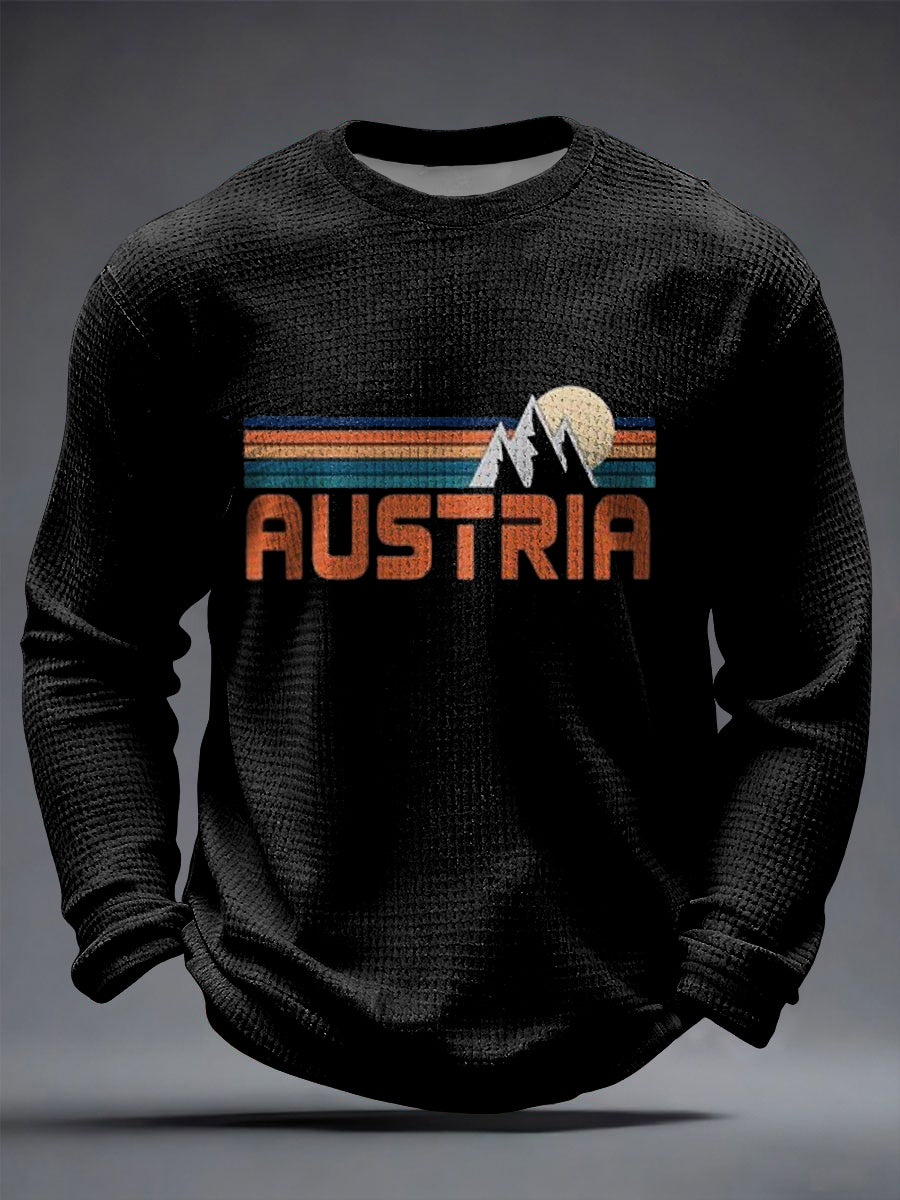 Retro österreich ische Alpine Kunst Lässige Waffel-Weave T-Shirt