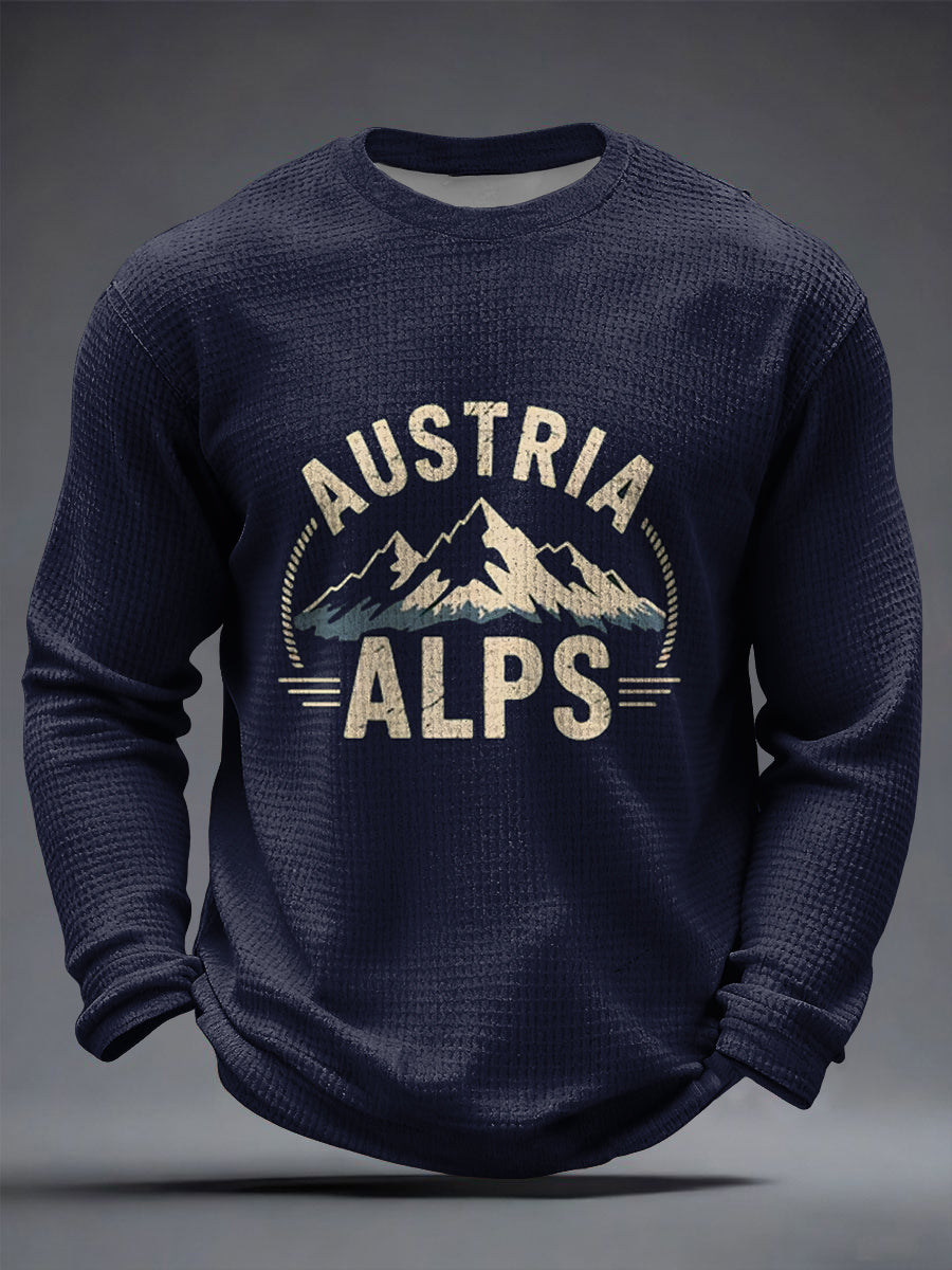 Retro österreich ische Alpen Lässige Waffel-Weave T-Shirt
