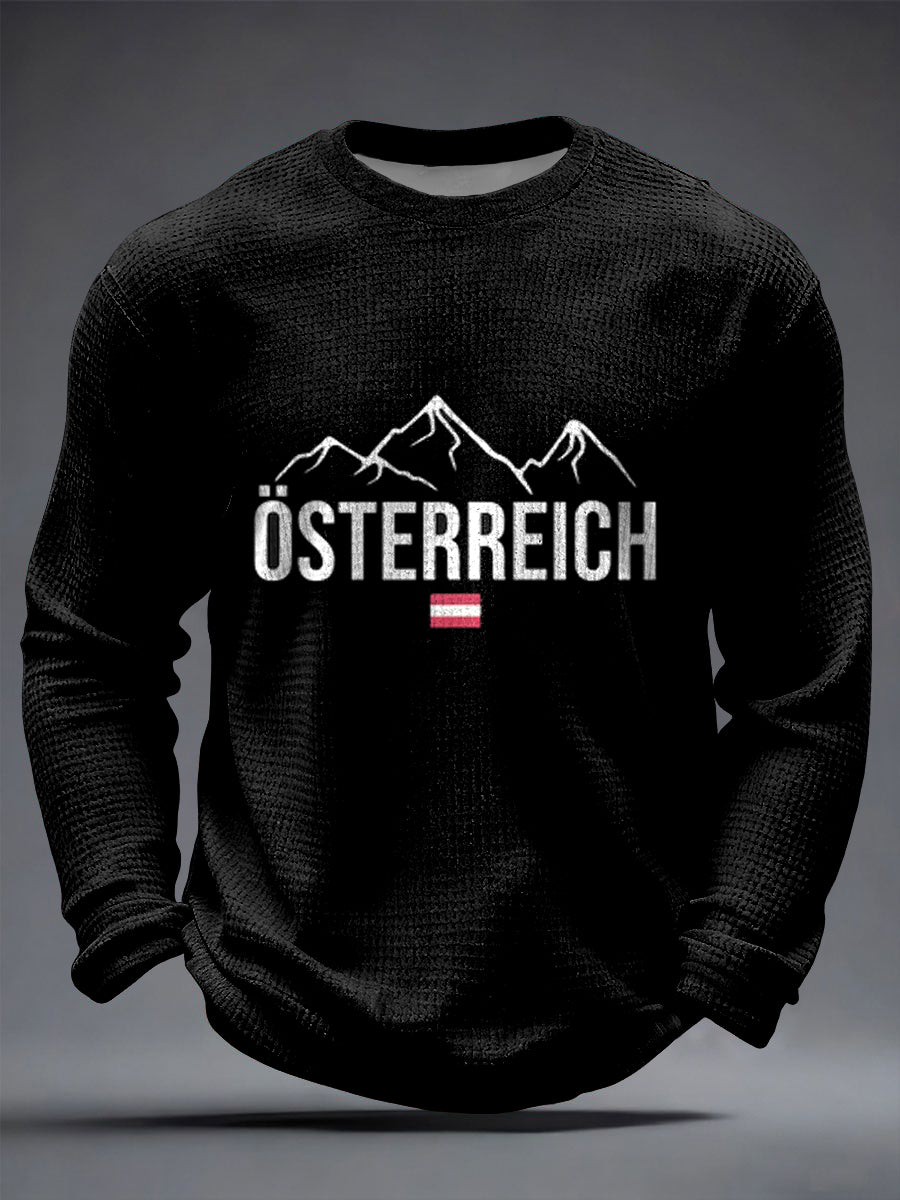 Retro österreich ische Alpen Abstrakte Kunst Waffel gewebe T-Shirt