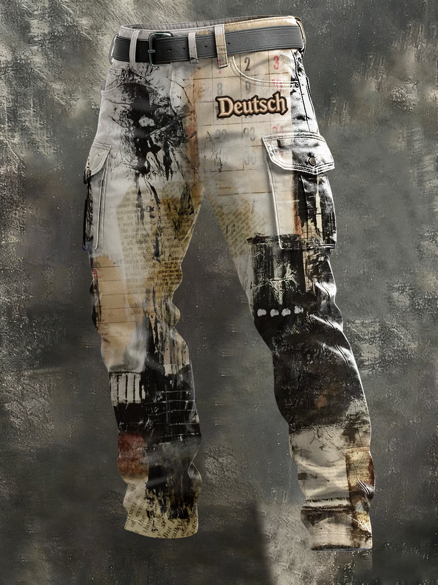Herren-Zeitungs druck & "Deutsch" Graffiti-Cargo hosen 