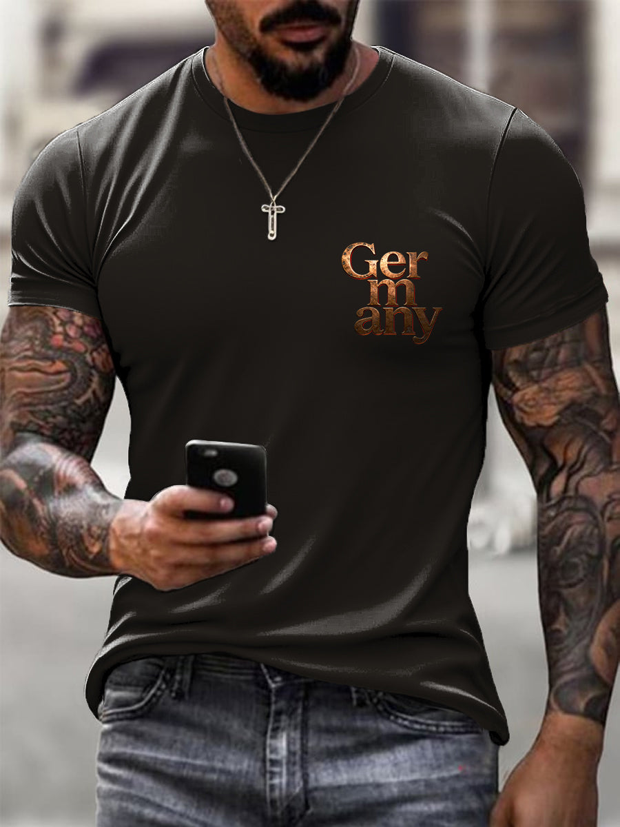 Stilvolle braune Layered "Deutschland" Männer Text T-Shirt