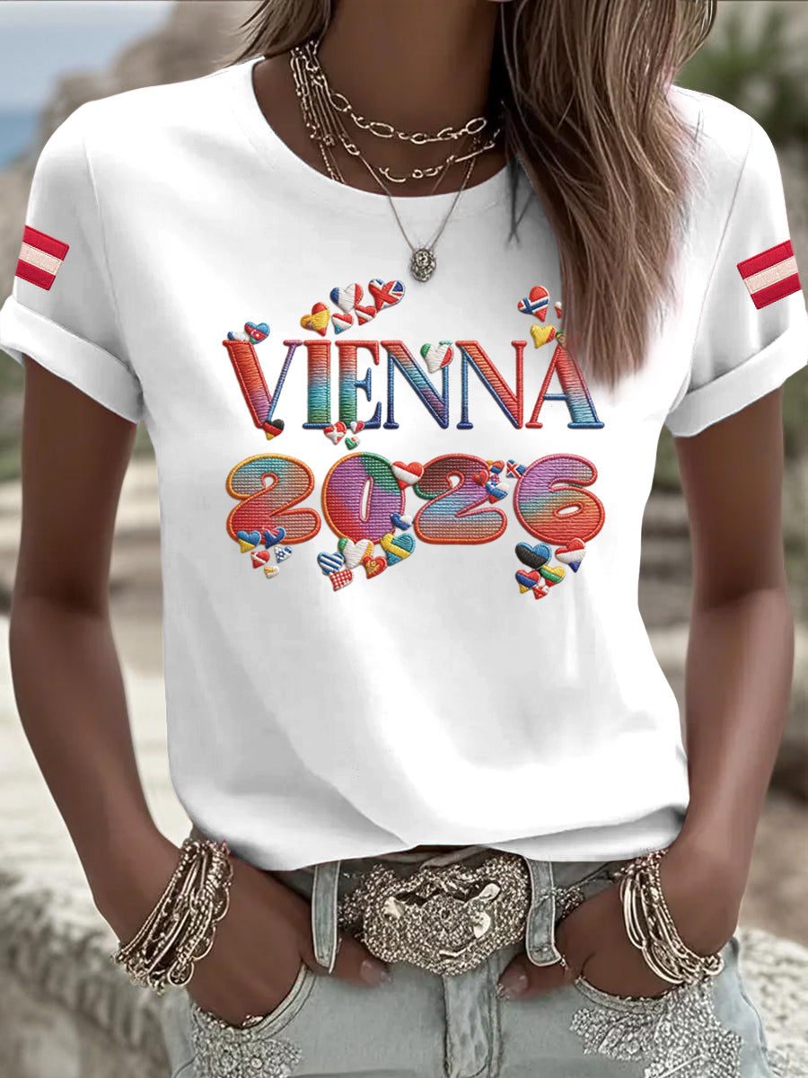 Damen Vintage Österreicher 2026 Song Contest lässig T-Shirt