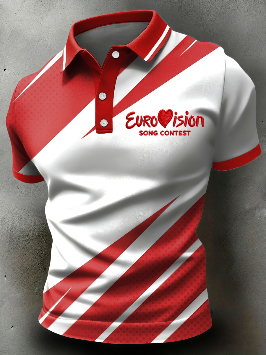 Retro Österreich 2026 Gesangs wettbewerb Geometrisches Casual Polo