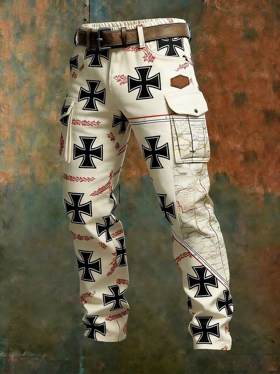 Herren Vintage Deutsche Flagge Print Freizeit-Cargo hosen