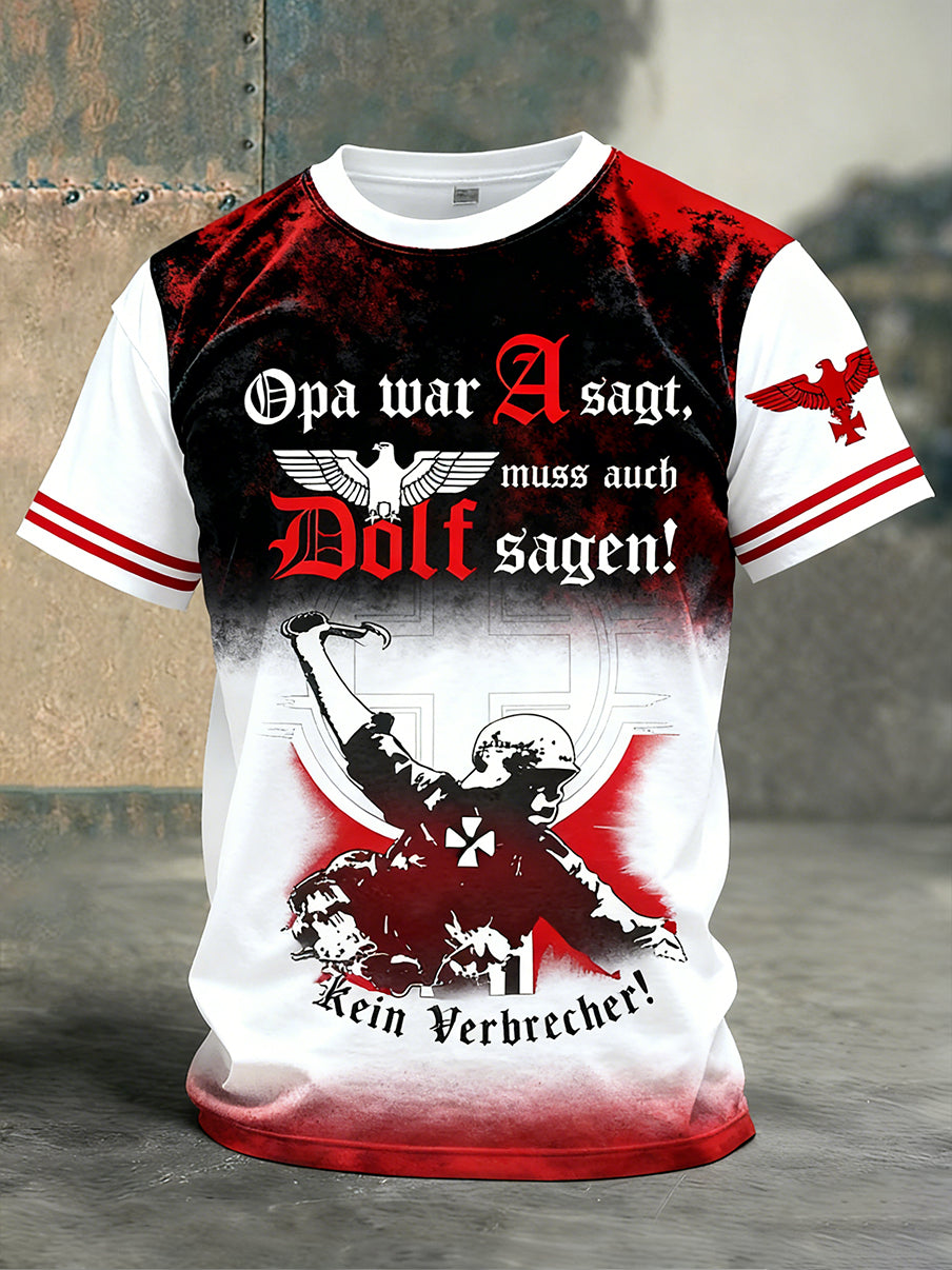 Herren Vintage deutsche Flagge Print Casual T-Shirt