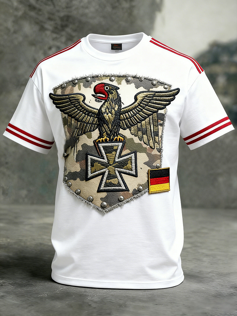 Herren Vintage deutsche Flagge Print Casual T-Shirt