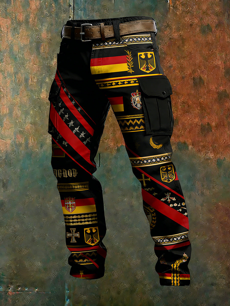 Herren Vintage Deutsche Flagge Print Freizeit-Cargo hosen