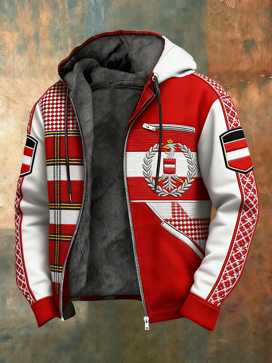 Herren Vintage Österreich ische Flagge Emblem Fleece-Ausgekleidet Kapuzen jacke