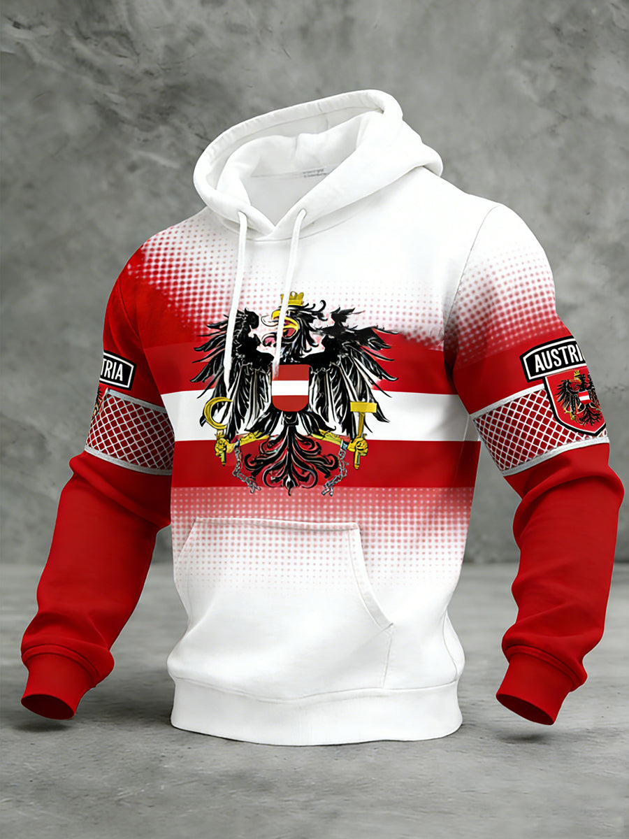 Retro Österreich ische Flagge Muster Casual Waffel-Strick bequemes Kapuzen-Sweatshirt