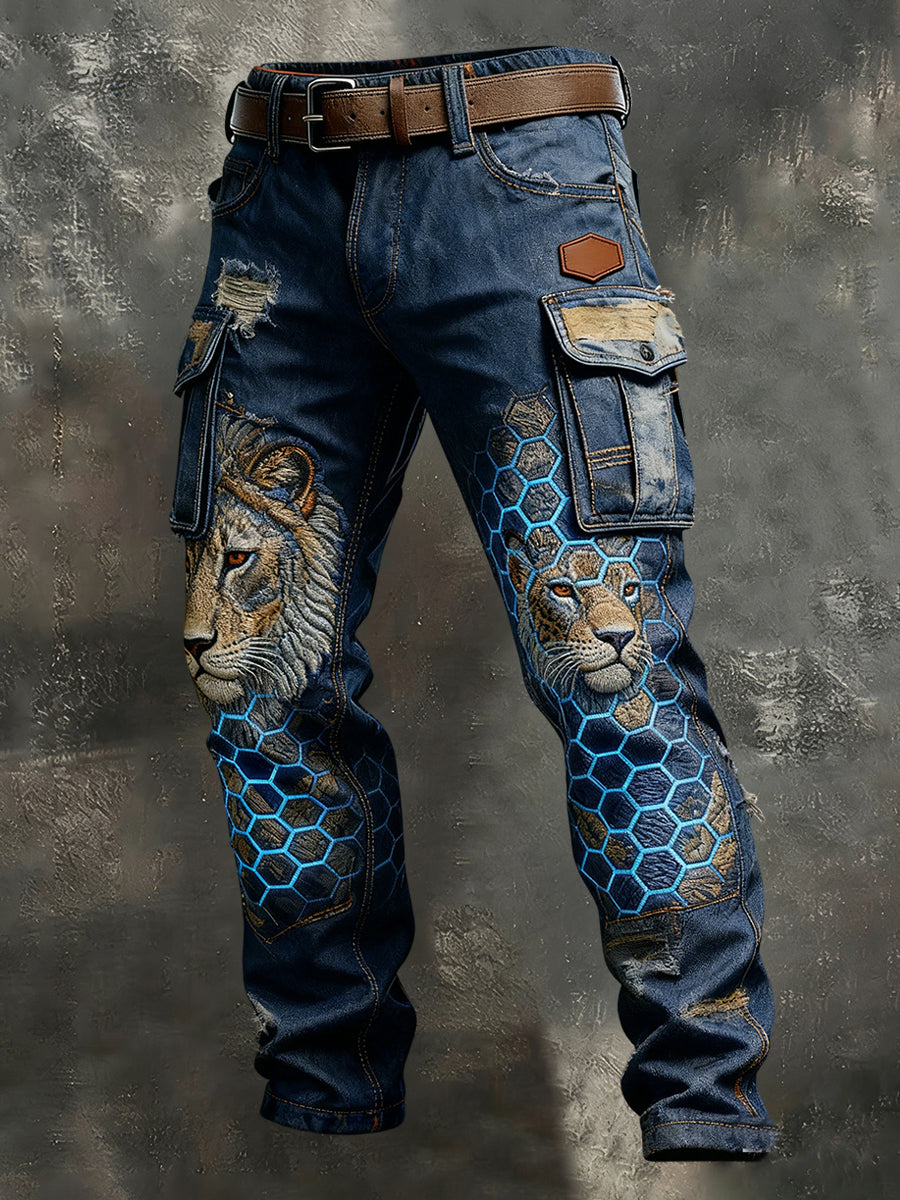 Herren Vintage Animal Print Art Business Casual Arbeits hosen