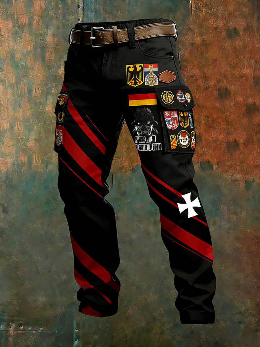 Herren-Cargo-Hose im Vintage-Stil mit deutscher Flagge